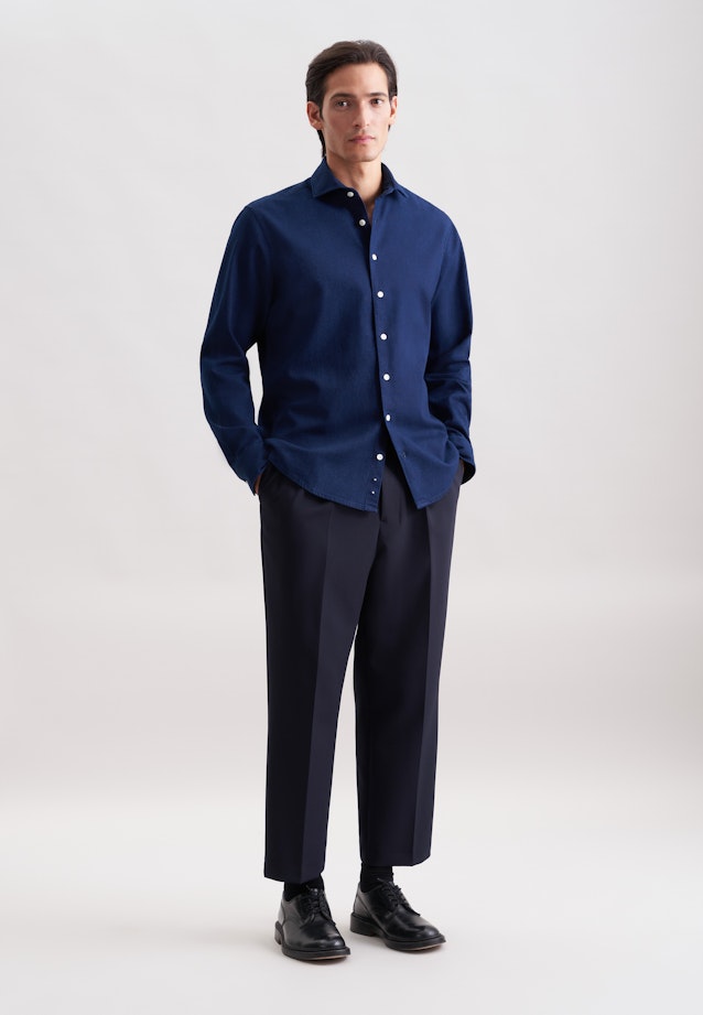 Regular Chemise décontractée Structure in Bleu Foncé |  Seidensticker Onlineshop