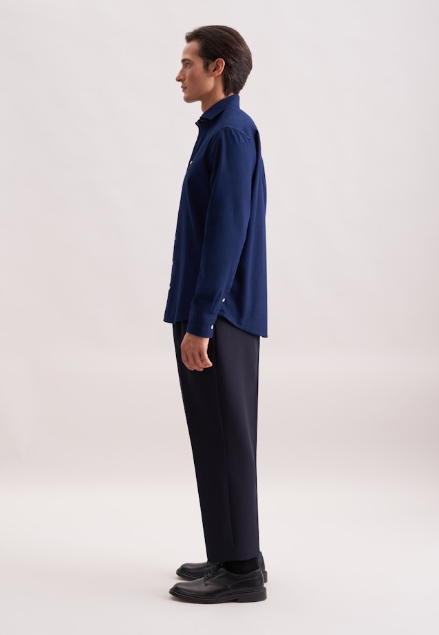 Regular Casual Hemd Struktur in Dunkelblau |  Seidensticker Onlineshop