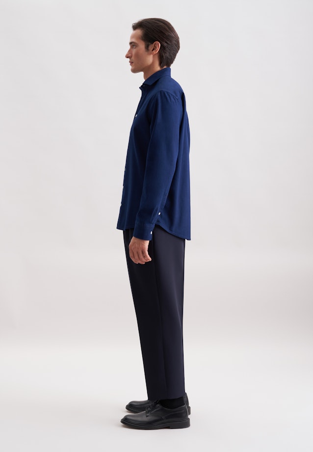 Regular Chemise décontractée Structure in Bleu Foncé |  Seidensticker Onlineshop
