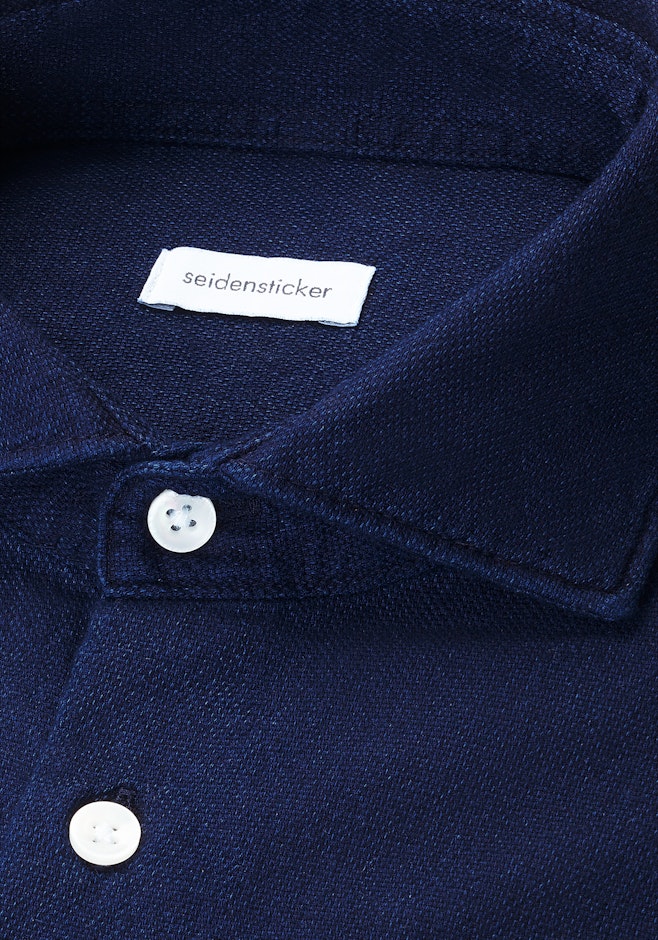 Regular Chemise décontractée Structure dans Bleu Foncé | Boutique en ligne Seidensticker