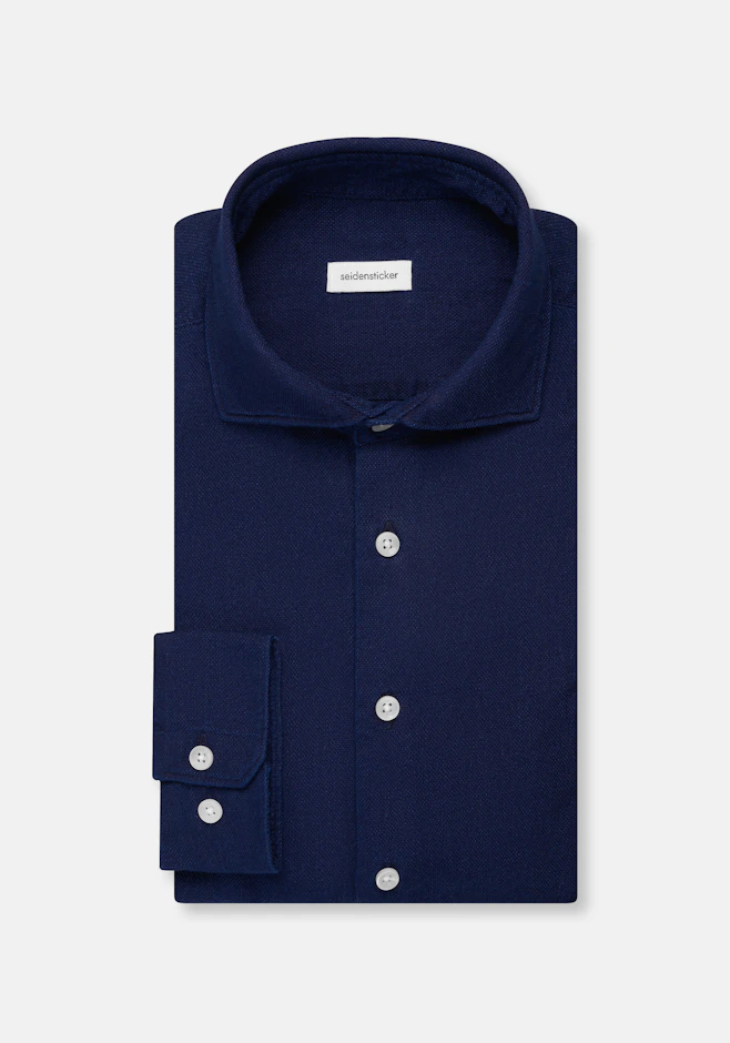 Regular Chemise décontractée Structure dans Bleu Foncé | Boutique en ligne Seidensticker
