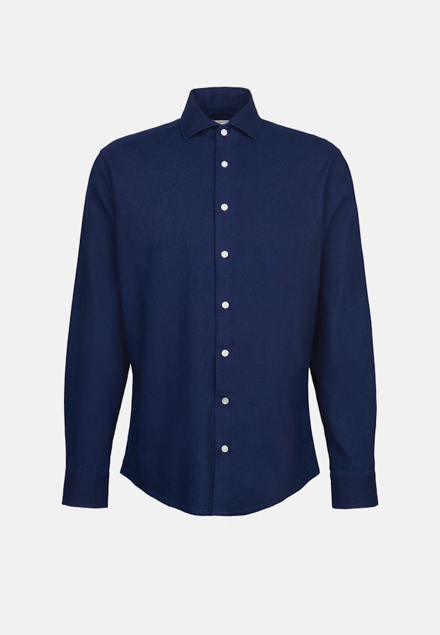 Regular Chemise décontractée Structure in Bleu Foncé |  Seidensticker Onlineshop