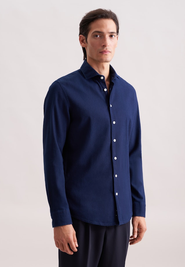 Slim Casual Hemd Struktur in Dunkelblau |  Seidensticker Onlineshop