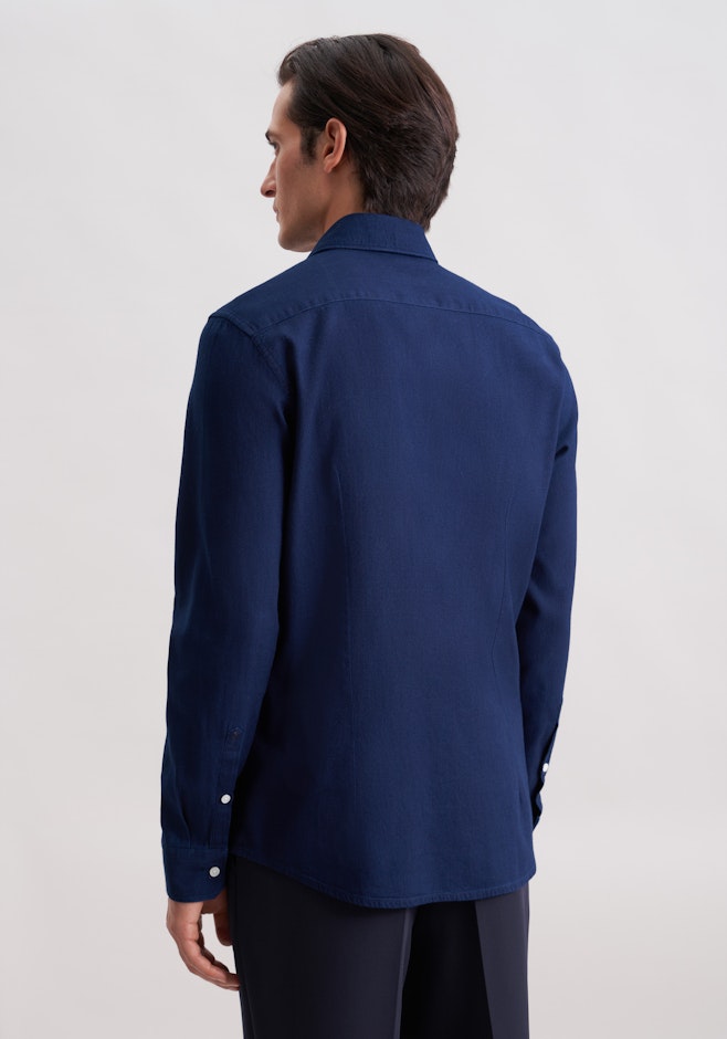 Slim Chemise décontractée Structure dans Bleu Foncé | Boutique en ligne Seidensticker