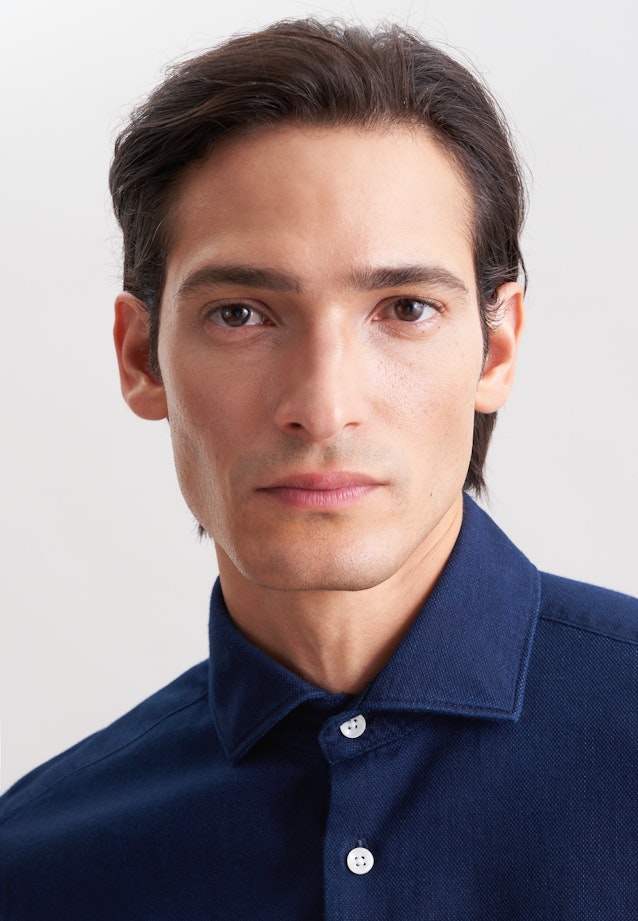 Slim Casual Hemd Struktur in Dunkelblau |  Seidensticker Onlineshop
