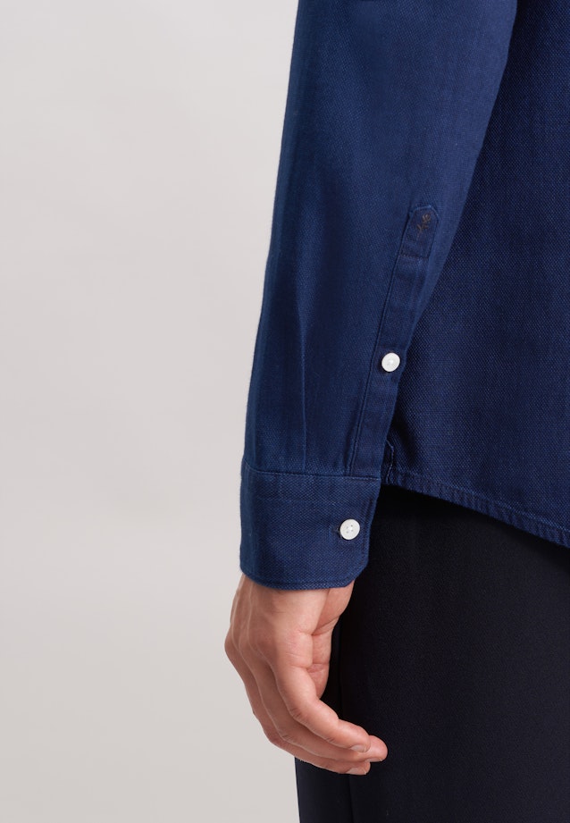 Slim Chemise décontractée Structure in Bleu Foncé |  Seidensticker Onlineshop