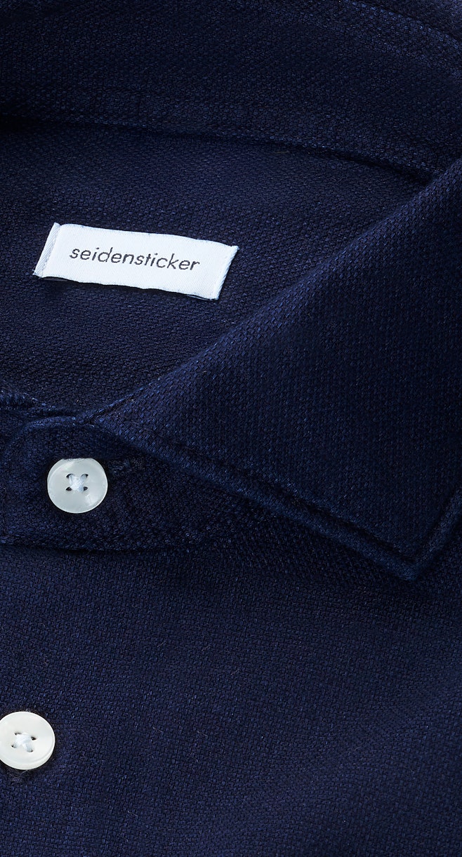 Slim Chemise décontractée Structure dans Bleu Foncé | Boutique en ligne Seidensticker