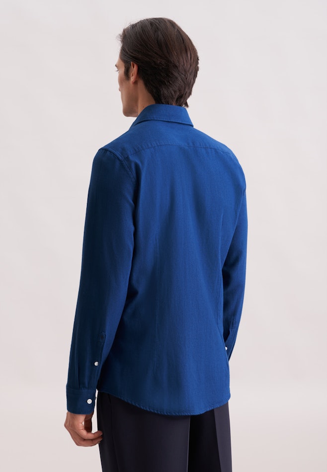 Slim Flanellhemd Uni in Dunkelblau | Seidensticker Onlineshop