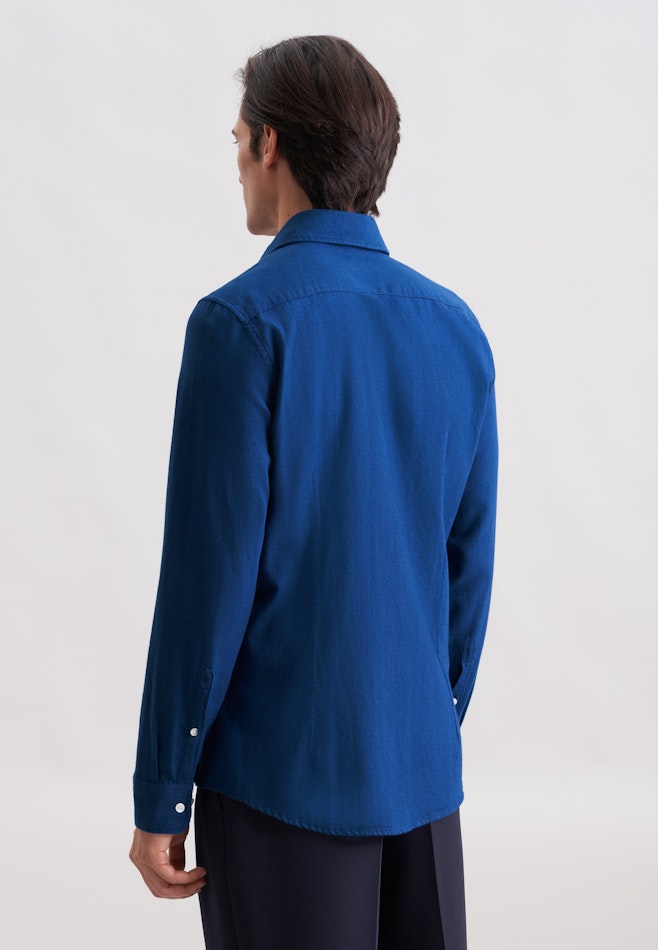 Slim Flanellhemd Uni in Dunkelblau | Seidensticker Onlineshop