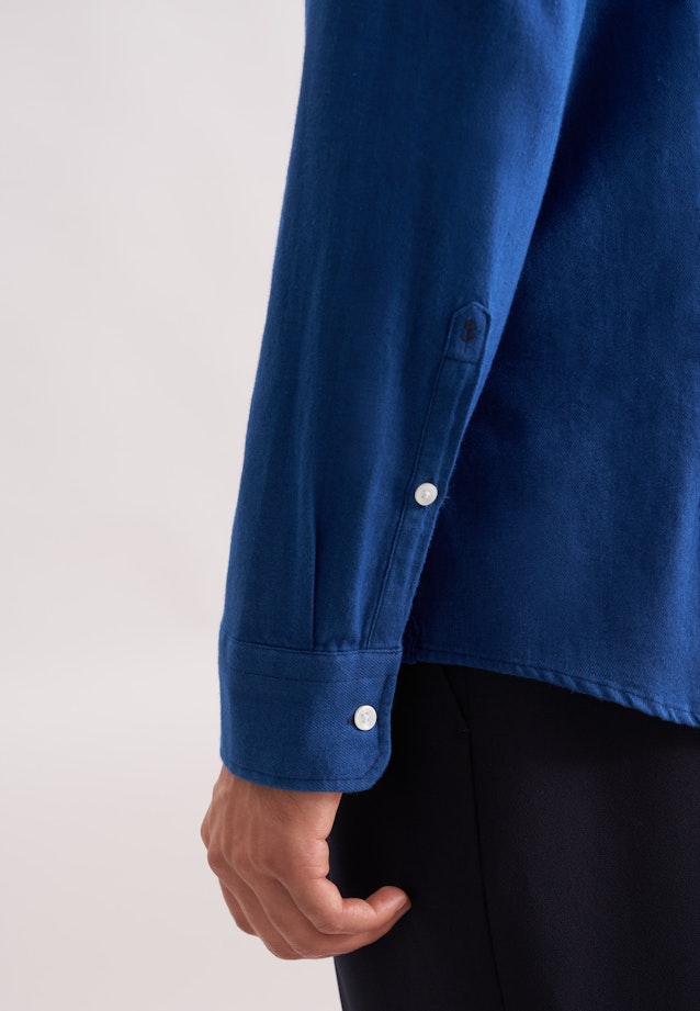 Slim Flanellhemd Uni in Dunkelblau |  Seidensticker Onlineshop