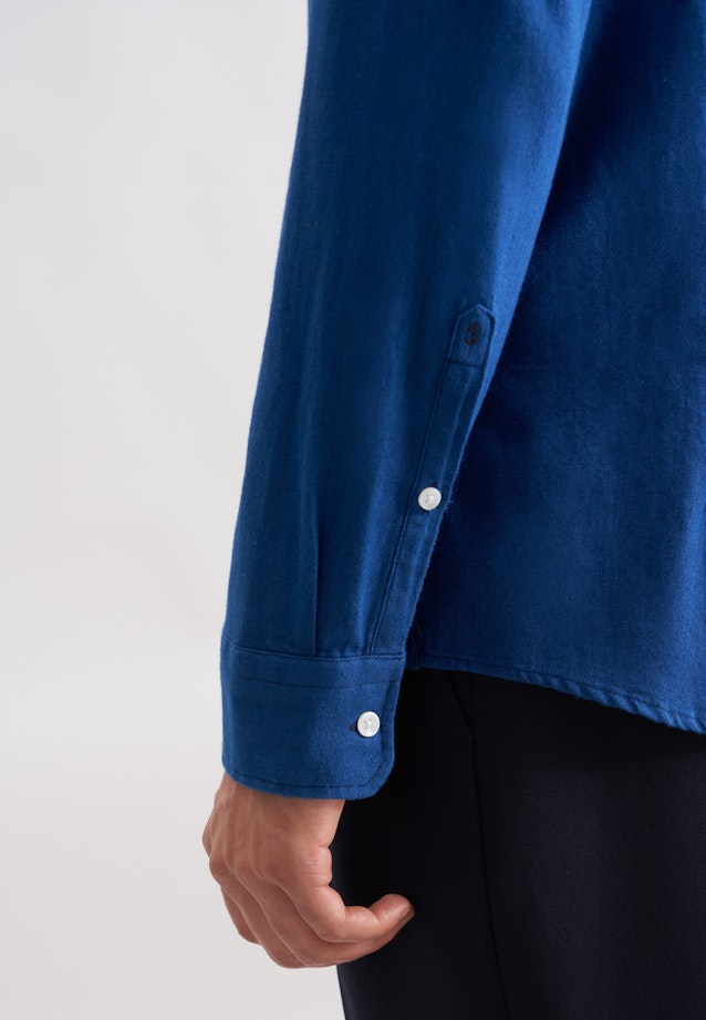 Slim Flanellhemd Uni in Dunkelblau |  Seidensticker Onlineshop