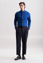 Slim Flanellhemd Uni in Dunkelblau |  Seidensticker Onlineshop
