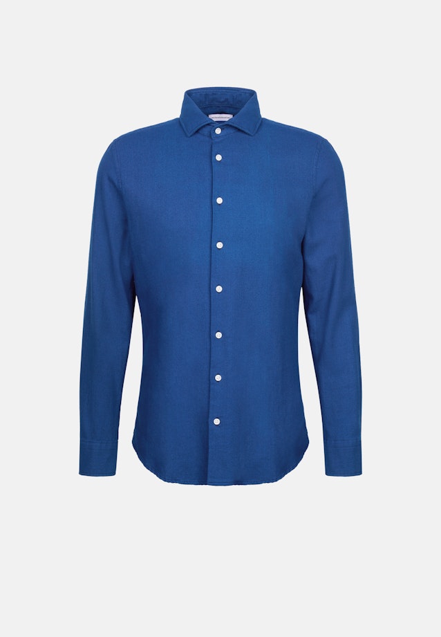 Slim Chemise en flanelle Uni in Bleu Foncé |  Seidensticker Onlineshop