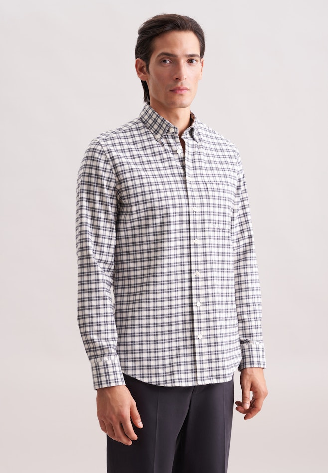 Slim Flanellhemd Karo in Grau | Seidensticker Onlineshop