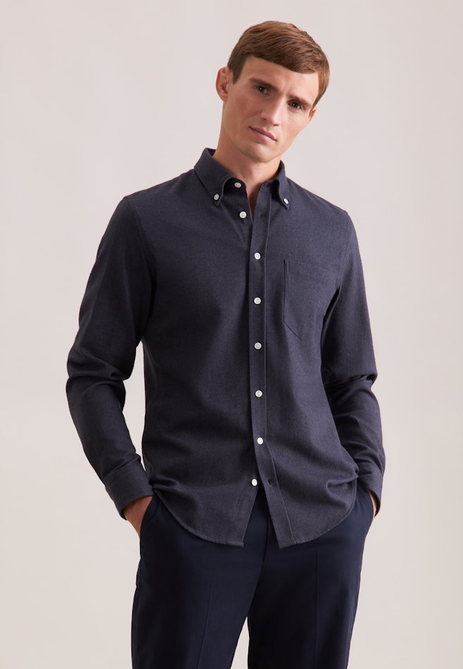 Slim Flannel shirt Uni in Grey | Seidensticker online shop