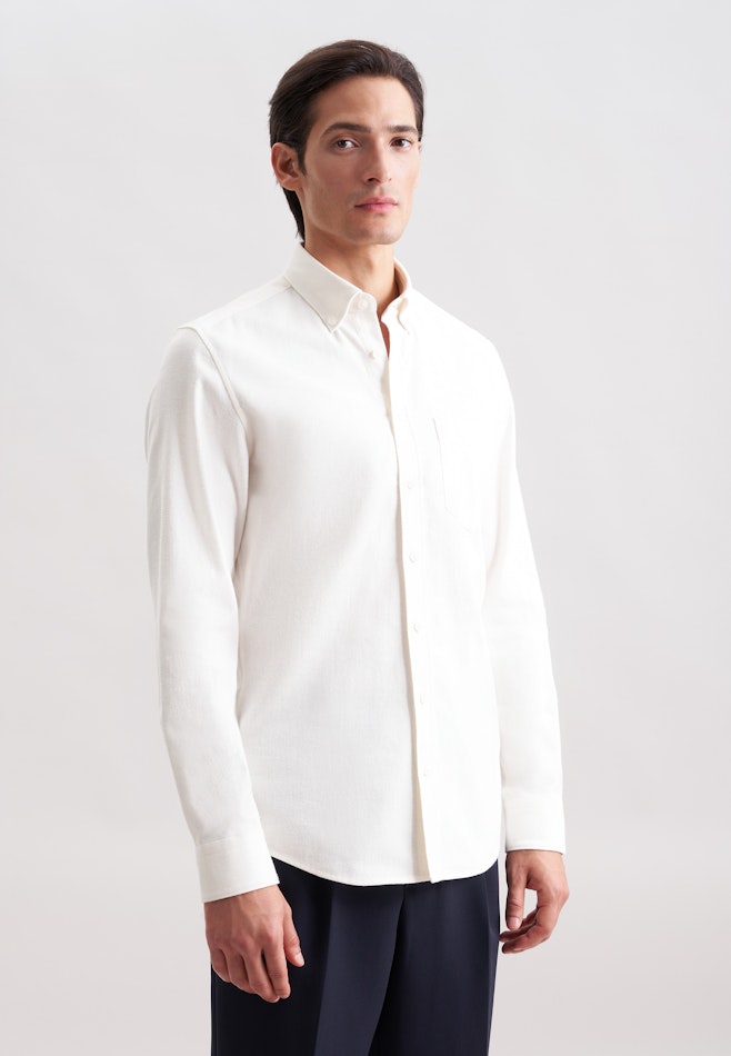Slim Flanellhemd Uni in Ecru | Seidensticker Onlineshop