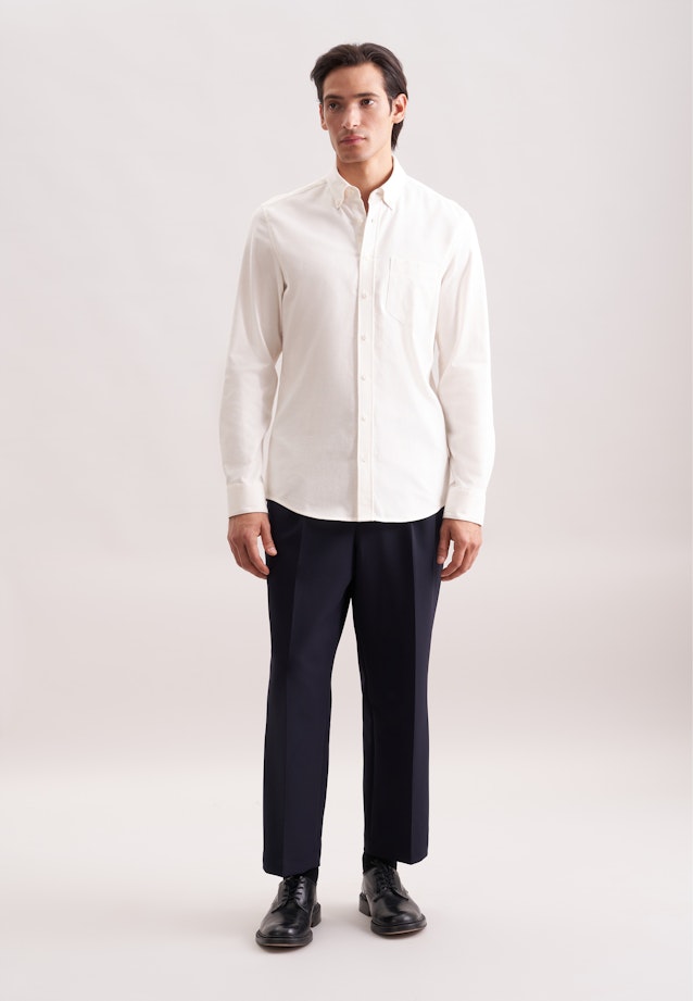 Slim Flanellhemd Uni in Ecru |  Seidensticker Onlineshop