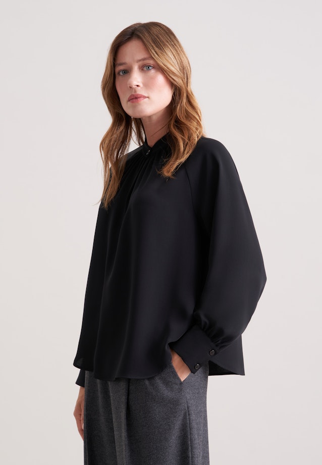 Raglanbluse mit Stehkragen in Schwarz |  Seidensticker Onlineshop