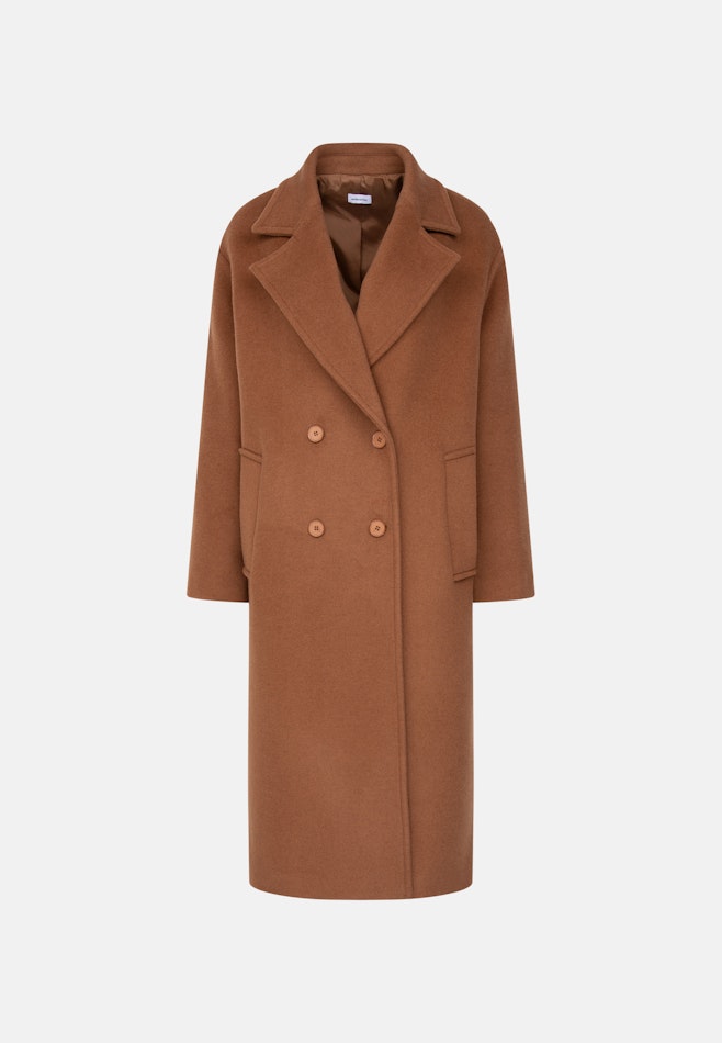 Zweireihiger Mantel aus einer Wollmischung in Beige | Seidensticker Onlineshop