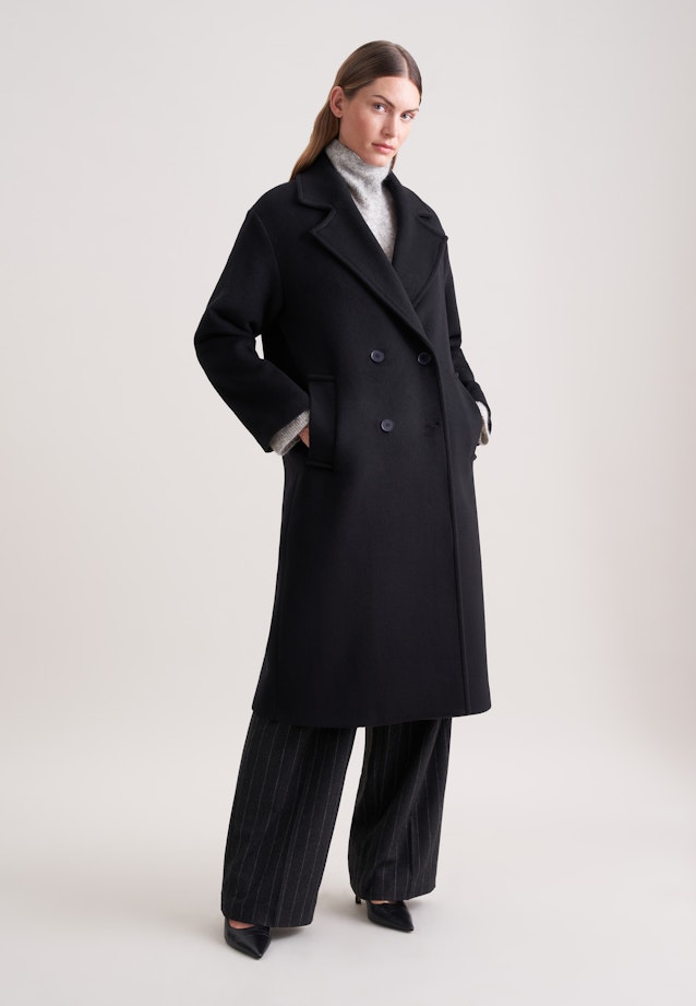 Zweireihiger Mantel aus einer Wollmischung in Schwarz |  Seidensticker Onlineshop