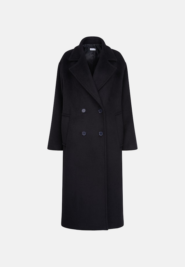 Zweireihiger Mantel aus einer Wollmischung in Schwarz |  Seidensticker Onlineshop