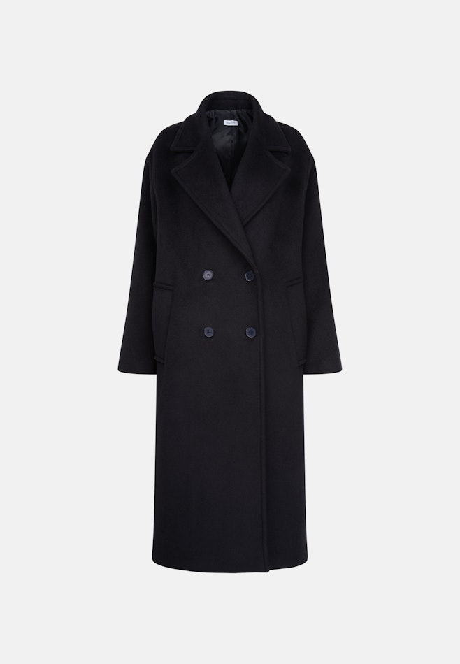 Zweireihiger Mantel aus einer Wollmischung in Schwarz | Seidensticker Onlineshop