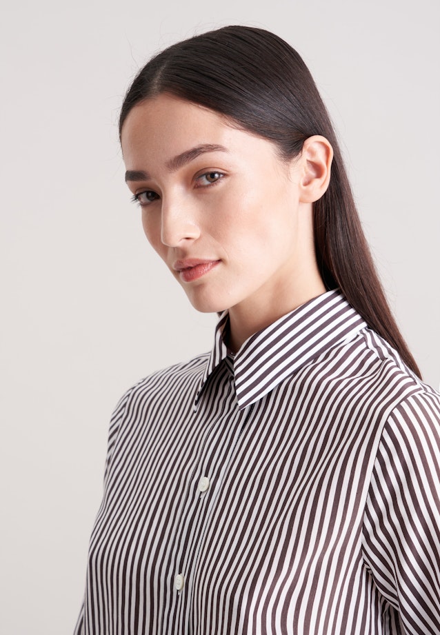 Fließende Hemdbluse mit Streifen in Braun |  Seidensticker Onlineshop