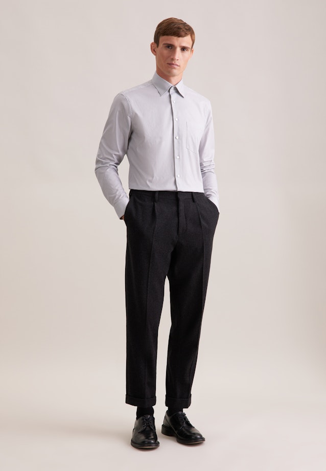 Regular Business Hemd Druck in Grau |  Seidensticker Onlineshop