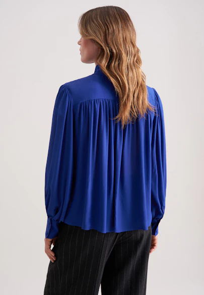Schluppenbluse aus Chiffon in Mittelblau |  Seidensticker Onlineshop