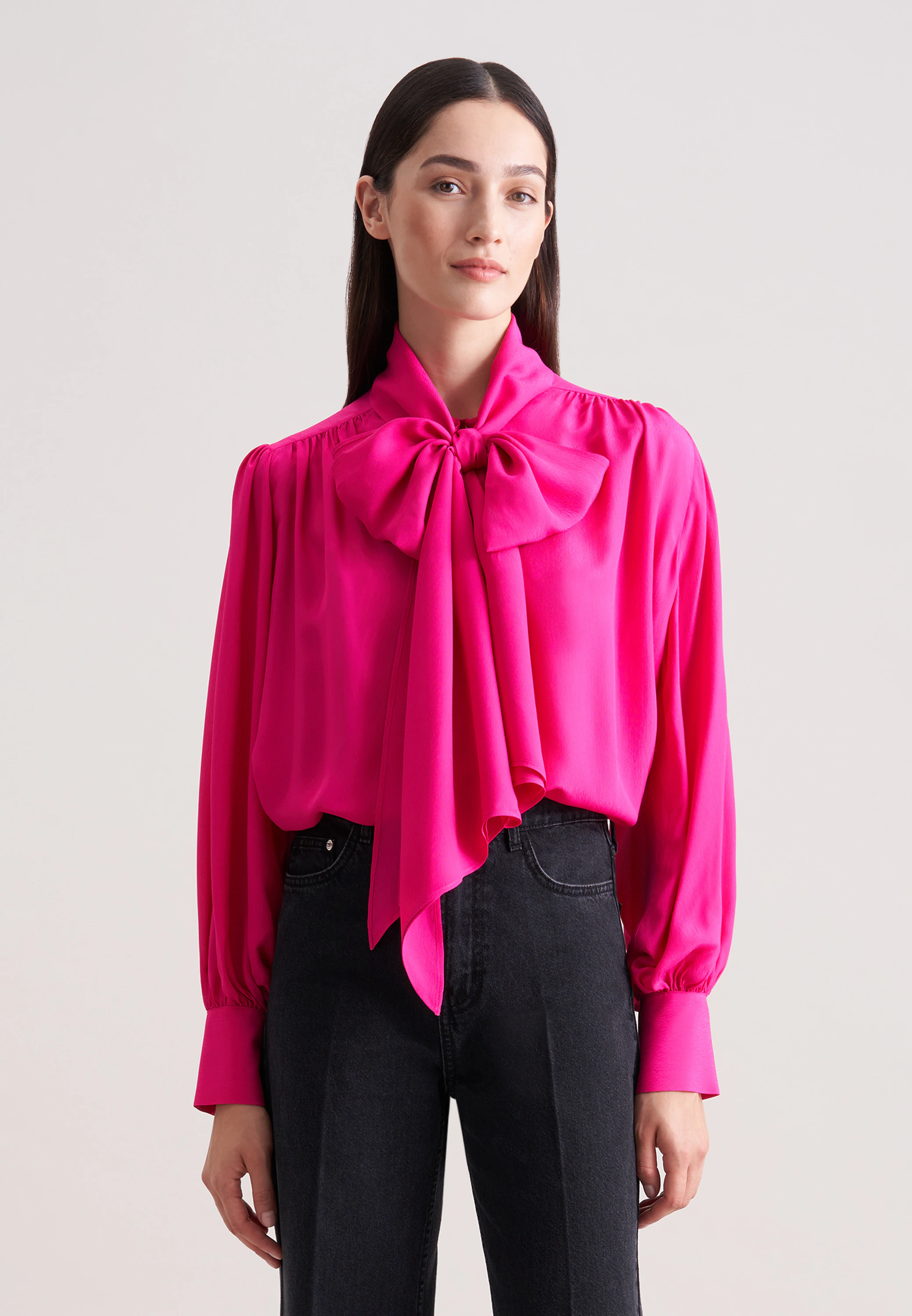 Schluppenbluse aus Chiffon Rosa/Pink