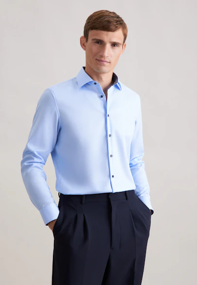 Shaped Business shirt Uni in Mittelblau |  Seidensticker Onlineshop