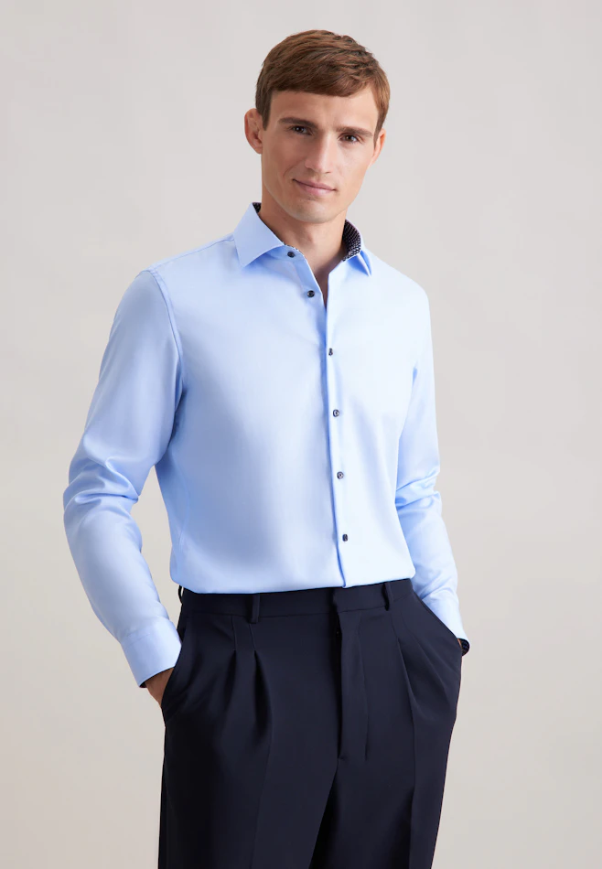 Shaped Business shirt Uni in Mittelblau | Seidensticker online shop