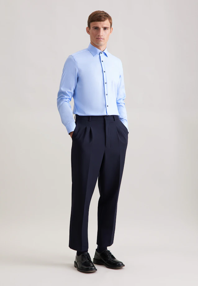 Shaped Business shirt Uni in Mittelblau |  Seidensticker Onlineshop
