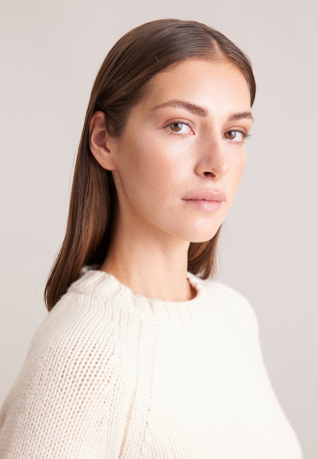 Rundhalspullover mit Kaschmir in Ecru |  Seidensticker Onlineshop