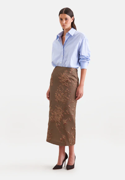 Jacquard Pencilskirt in Braun |  Seidensticker Onlineshop