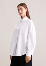 Oversized Oxford Bluse mit Pololeiste in Weiß |  Seidensticker Onlineshop