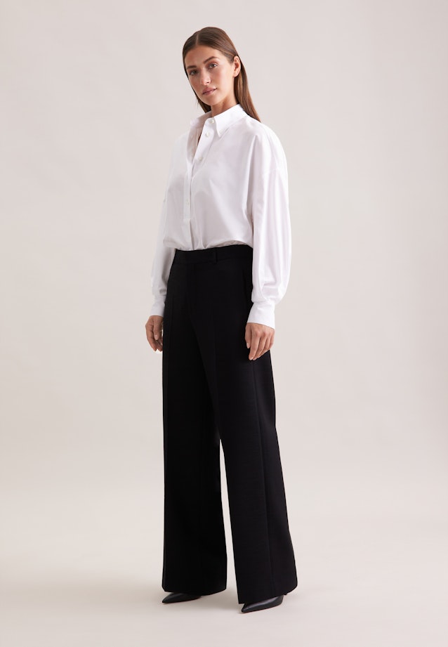 Oversized Oxford Bluse mit Pololeiste in Weiß |  Seidensticker Onlineshop