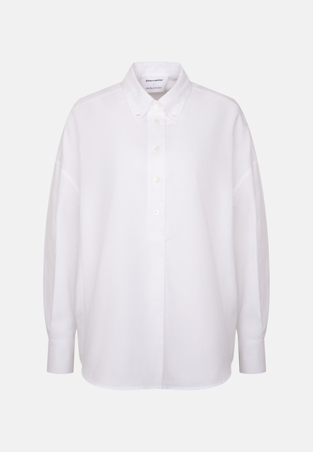 Oversized Oxford Bluse mit Pololeiste in Weiß |  Seidensticker Onlineshop