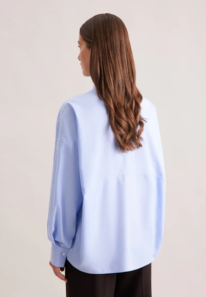 Oversized Oxford Bluse mit Pololeiste in Hellblau |  Seidensticker Onlineshop