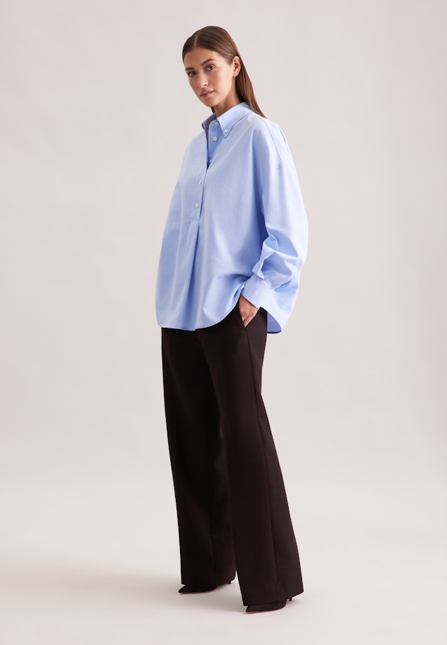 Oversized Oxford Bluse mit Pololeiste in Hellblau |  Seidensticker Onlineshop