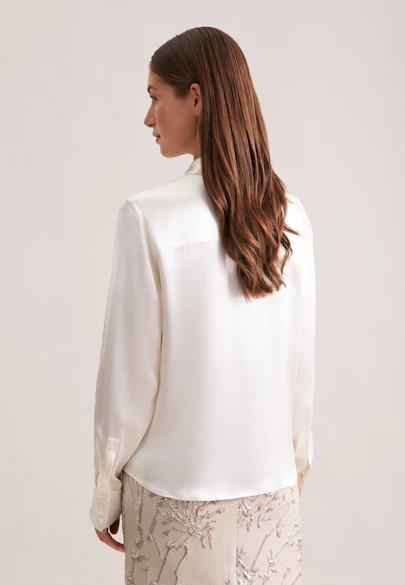 Satin shirt blouse in Ecru |  Seidensticker Onlineshop