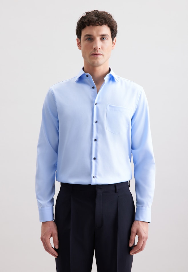 Comfort Chemise d'affaires Uni dans Bleu Moyen | Boutique en ligne Seidensticker