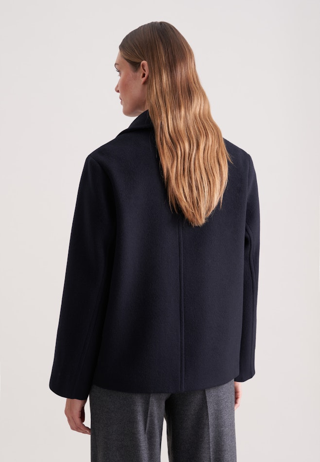 Zweireihiger Kurzmantel mit Wolle in Dunkelblau | Seidensticker Onlineshop