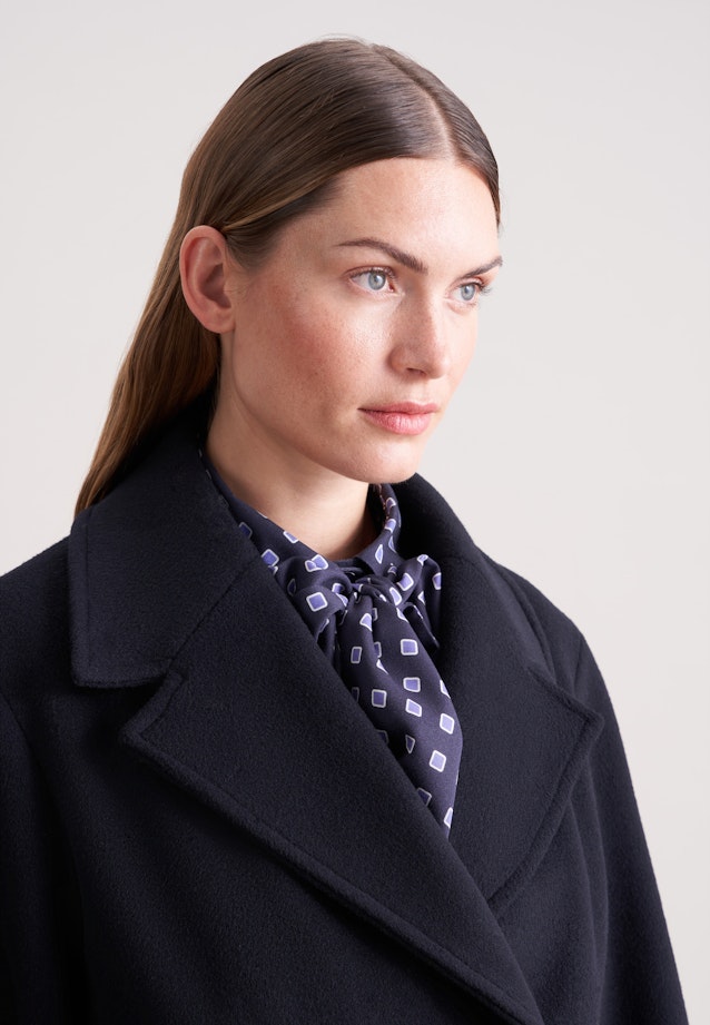 Zweireihiger Kurzmantel mit Wolle in Dunkelblau |  Seidensticker Onlineshop