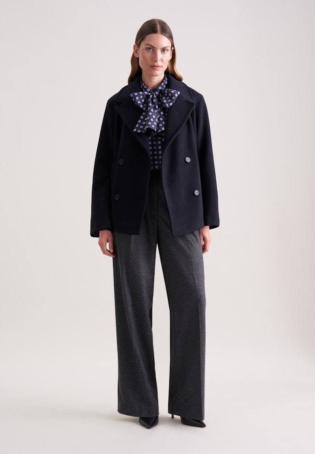 Zweireihiger Kurzmantel mit Wolle in Dunkelblau |  Seidensticker Onlineshop