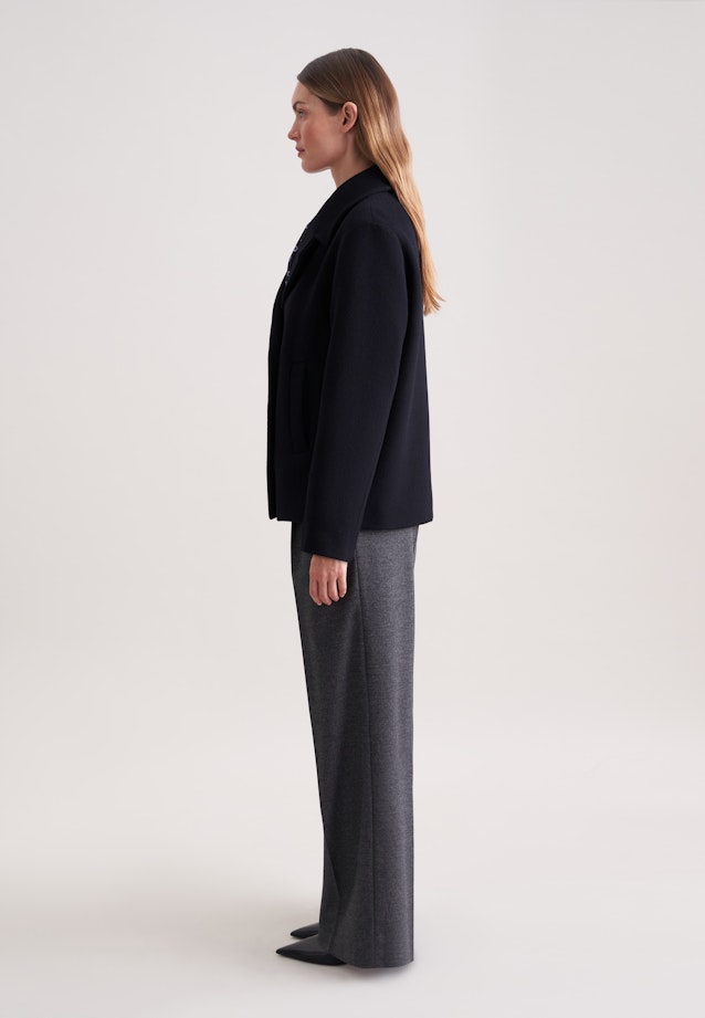Zweireihiger Kurzmantel mit Wolle in Dunkelblau |  Seidensticker Onlineshop