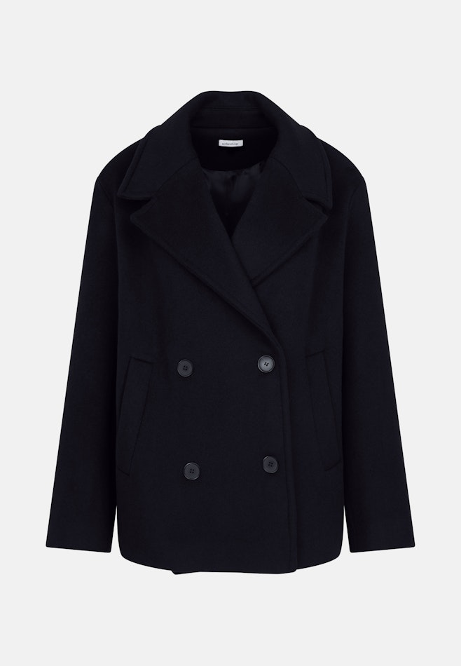 Zweireihiger Kurzmantel mit Wolle in Dunkelblau | Seidensticker Onlineshop