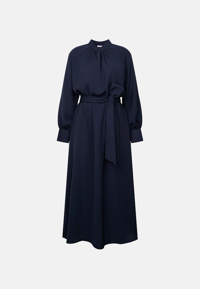 Robe fluide avec col levé et ceinture à la taille in Bleu Foncé |  Seidensticker Onlineshop