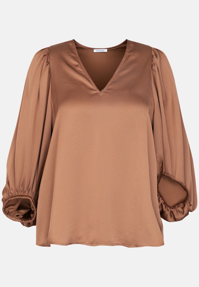 Satiniertes Blusenshirt mit V- Ausschnitt in Beige |  Seidensticker Onlineshop