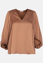 Satiniertes Blusenshirt mit V- Ausschnitt in Beige |  Seidensticker Onlineshop